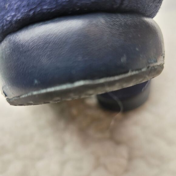 Belgian  Midinette Womsn's Slippers Shoes Size 7 Navy Blue Suede Loafers Bow Tie - Picture 5 of 12